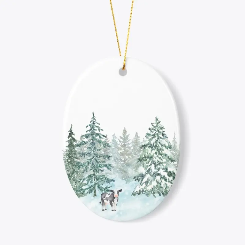 Christmas cow ornament